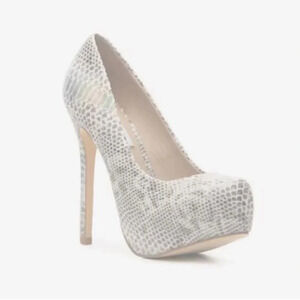 STEVE MADDEN NALA IRIDESCENT SNAKE PRINT PLATFORM HEELS SIZE 8